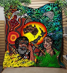 australia aboriginal kangaroo combine new zealand maori kiwi bird quilt