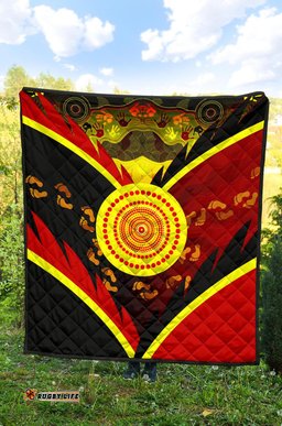 aboriginal premium quilt indigenous flag with footprint hand art