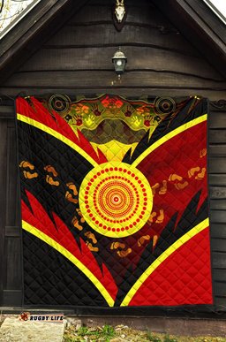 aboriginal premium quilt indigenous flag with footprint hand art