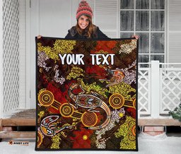 custom aboriginal premium quilt kangaroo and lizard dot painting art