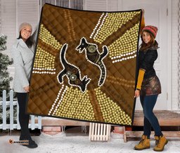 aboriginal premium quilt australia kangaroo brown dot painting