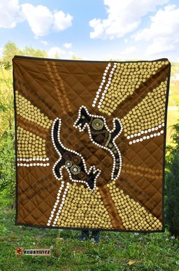aboriginal premium quilt australia kangaroo brown dot painting