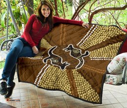 aboriginal premium quilt australia kangaroo brown dot painting