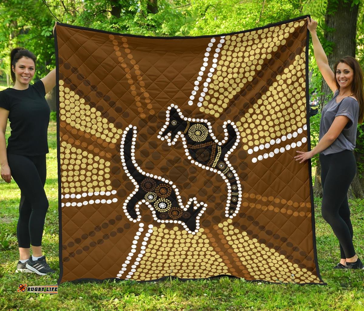aboriginal premium quilt australia kangaroo brown dot painting