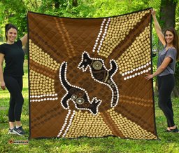 aboriginal premium quilt australia kangaroo brown dot painting