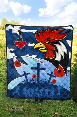 roosters anzac day premium quilt military blue
