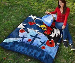 roosters anzac day premium quilt military blue