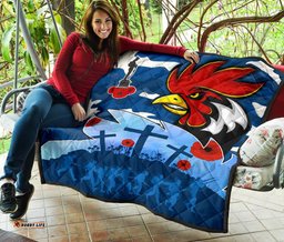 roosters anzac day premium quilt military blue
