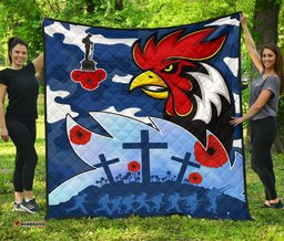 roosters anzac day premium quilt military blue