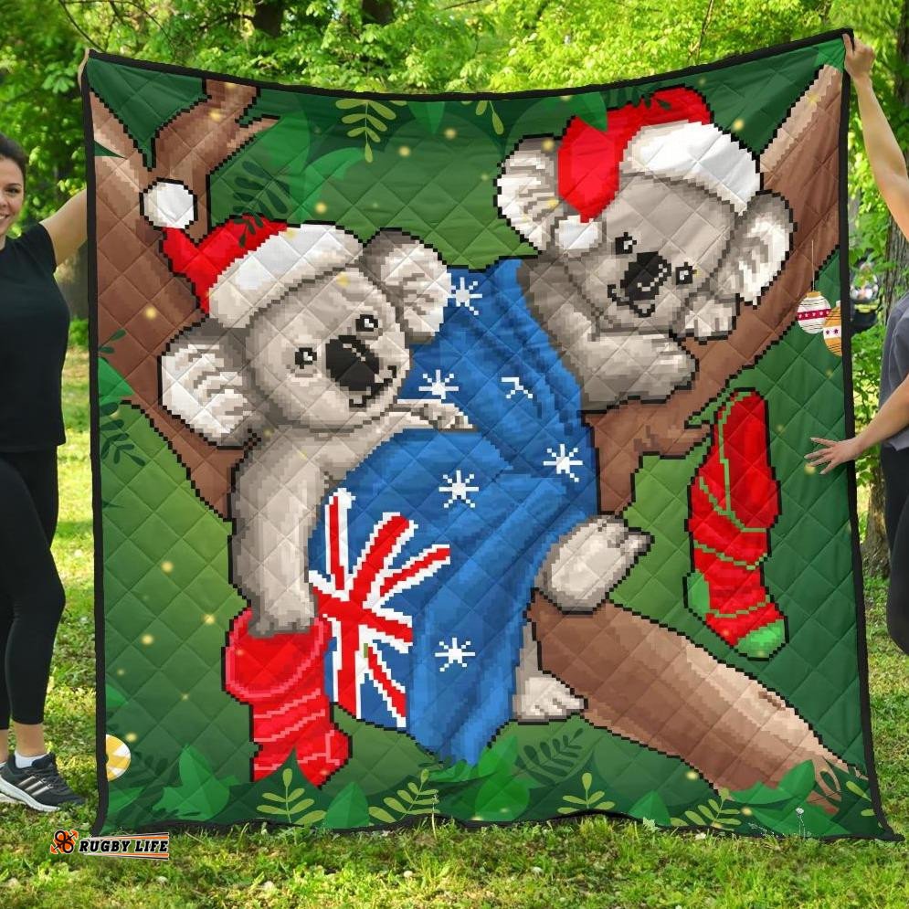 christmas premium quilt australia flag with koala ugly christmas