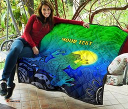 customaboriginal premium quilt indigenous frog blue