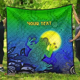 customaboriginal premium quilt indigenous frog blue
