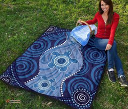 aboriginal premium quilt australian blue turtle aboriginal art