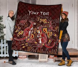 custom aboriginal premium quilt kangaroo family with hand art