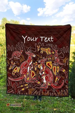 custom aboriginal premium quilt kangaroo family with hand art