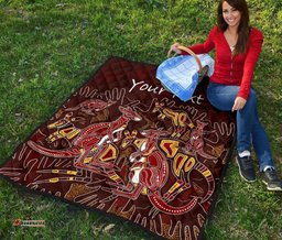 custom aboriginal premium quilt kangaroo family with hand art