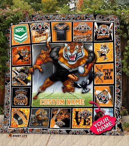 wests tigers quilt blanket nrl quilt blanket mascot personalized