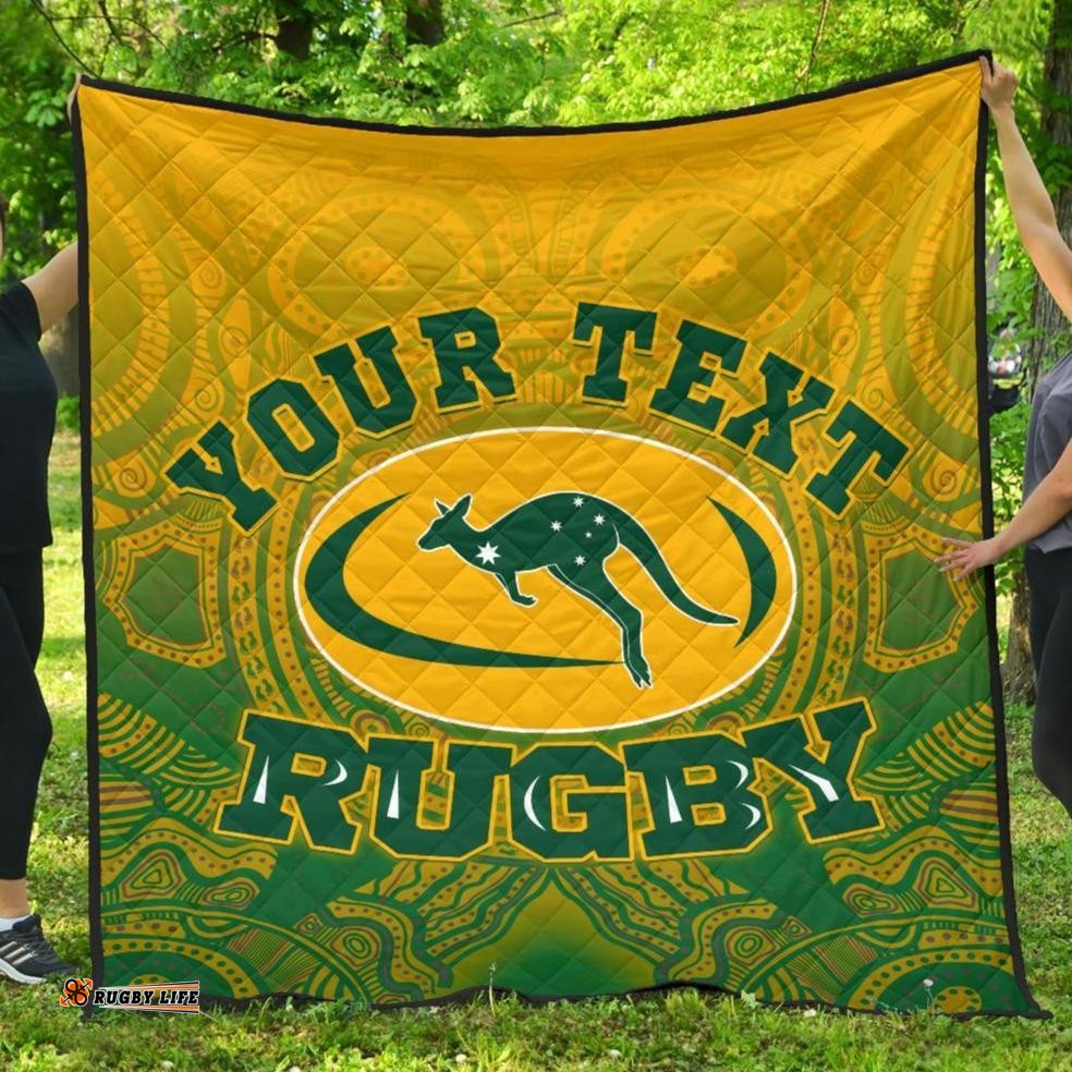 custom aboriginal premium quilt australia rugby and coat of arms