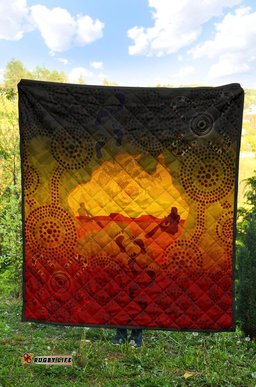 aboriginal premium quilt australian map with indigenous color