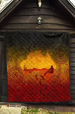 aboriginal premium quilt australian map with indigenous color
