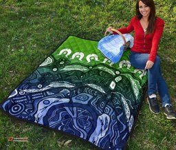 torres strait islands premium quilt blue