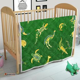 aboriginal art premium quilt animals australia version green