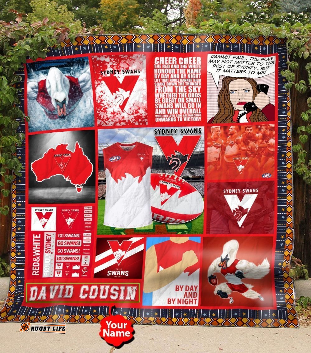 personalized sydney swans square name quilt blanket