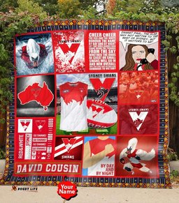 personalized sydney swans square name quilt blanket