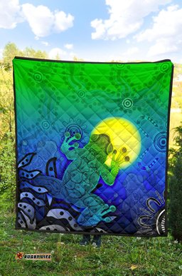aboriginal premium quilt indigenous frog blue