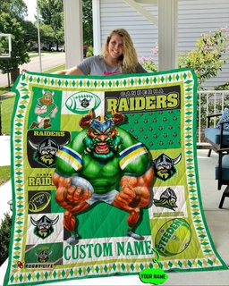 personalized canberra raiders mascot quilt blanket nrl