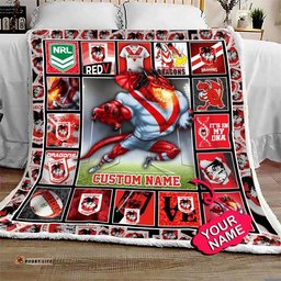 st george illawarra dragons quilt blanket nrl quilt blanket mascot personalized