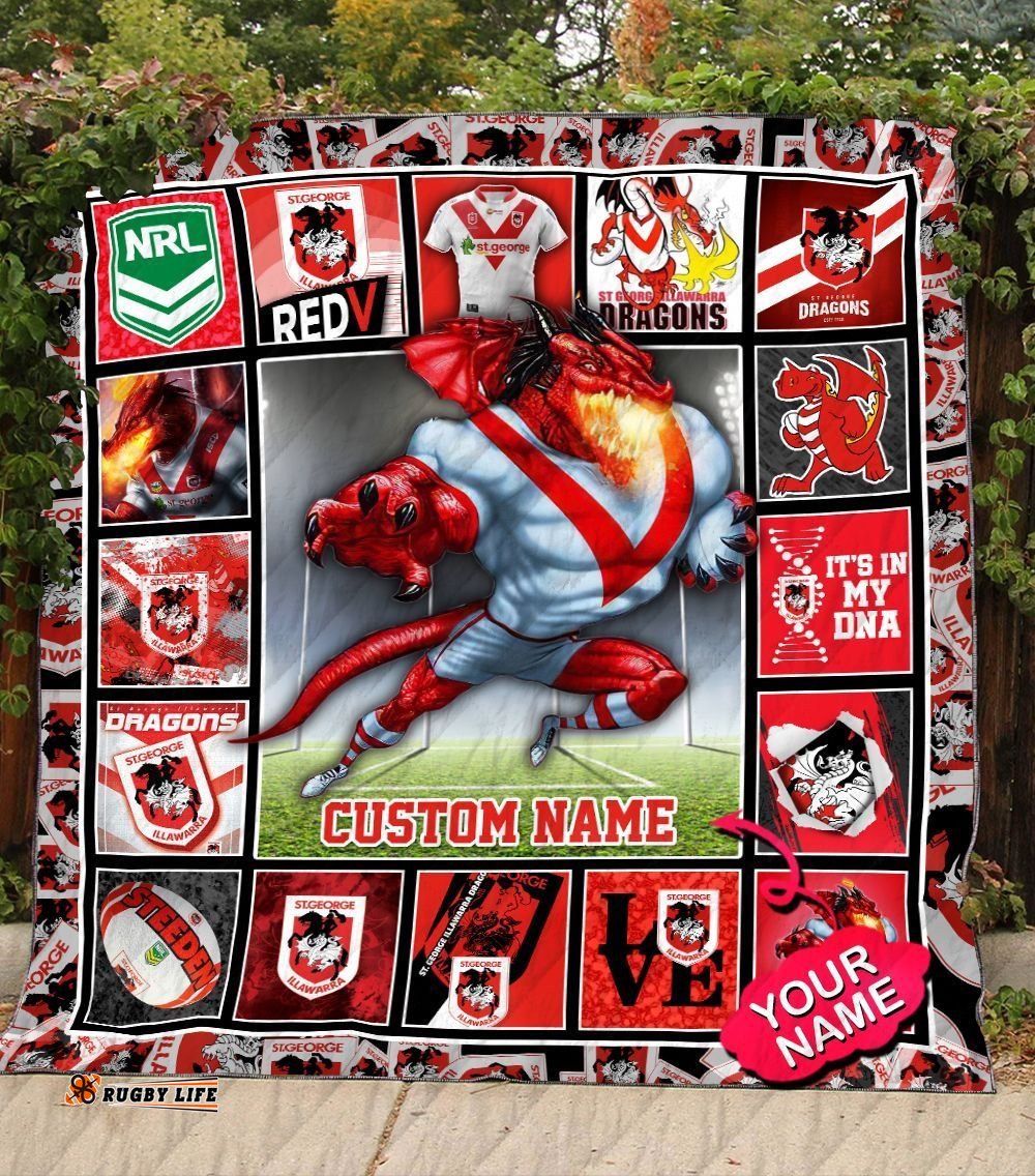 st george illawarra dragons quilt blanket nrl quilt blanket mascot personalized