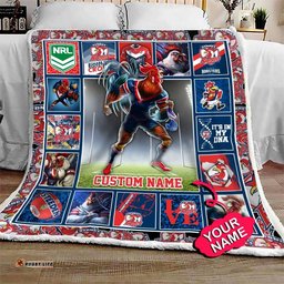 sydney roosters quilt blanket nrl quilt blanket mascot personalized