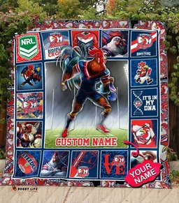 sydney roosters quilt blanket nrl quilt blanket mascot personalized