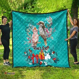 personalised kookaburra and cockatoo quilt australia merry christmas aboriginal teal style