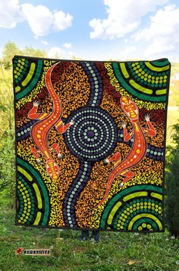 1st australiapremium quilt aboriginal two lizards dot painting circle