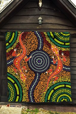 1st australiapremium quilt aboriginal two lizards dot painting circle