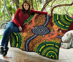 1st australiapremium quilt aboriginal two lizards dot painting circle