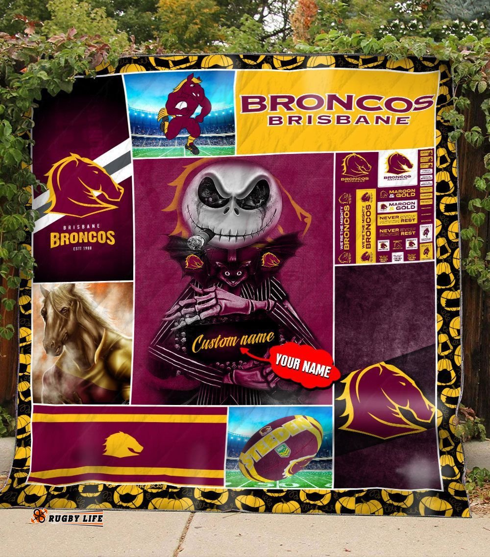 brisbane broncos quilt blanket nrl quilt blanket personalized jack skellington