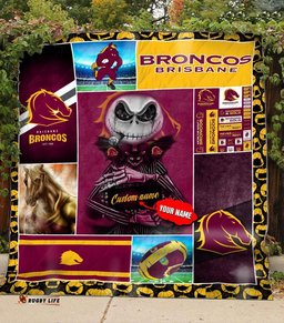 brisbane broncos quilt blanket nrl quilt blanket personalized jack skellington