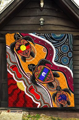 aboriginal premium quilt indigenous dots pattern with turtle and naidoc flags