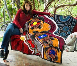 aboriginal premium quilt indigenous dots pattern with turtle and naidoc flags