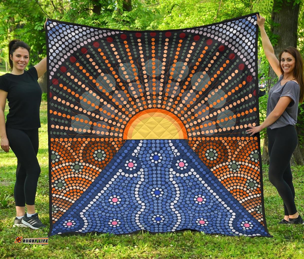aboriginal premium quilt australia sunrise dot painting art