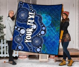 custom text aboriginal premium quilt australia indigenous flag circle dot painting art blue