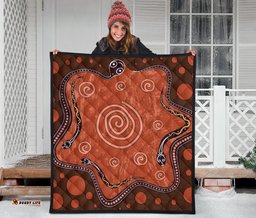 aboriginal premium quilt australia snake family brown dot painting