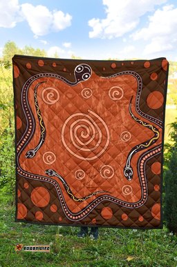 aboriginal premium quilt australia snake family brown dot painting