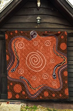 aboriginal premium quilt australia snake family brown dot painting