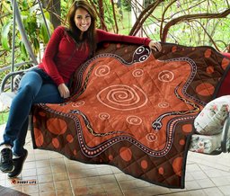 aboriginal premium quilt australia snake family brown dot painting