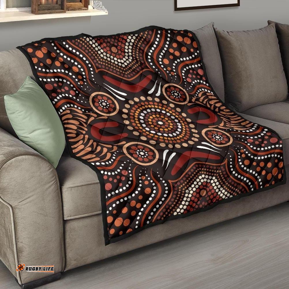 aboriginal premium quilt boomerang circle dot painting art ver02