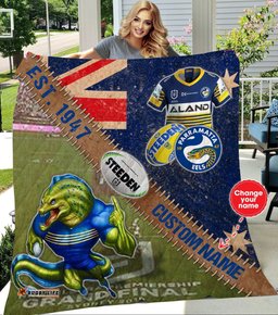 personalized parramatta eels stadium mascot quilt blanket nrl